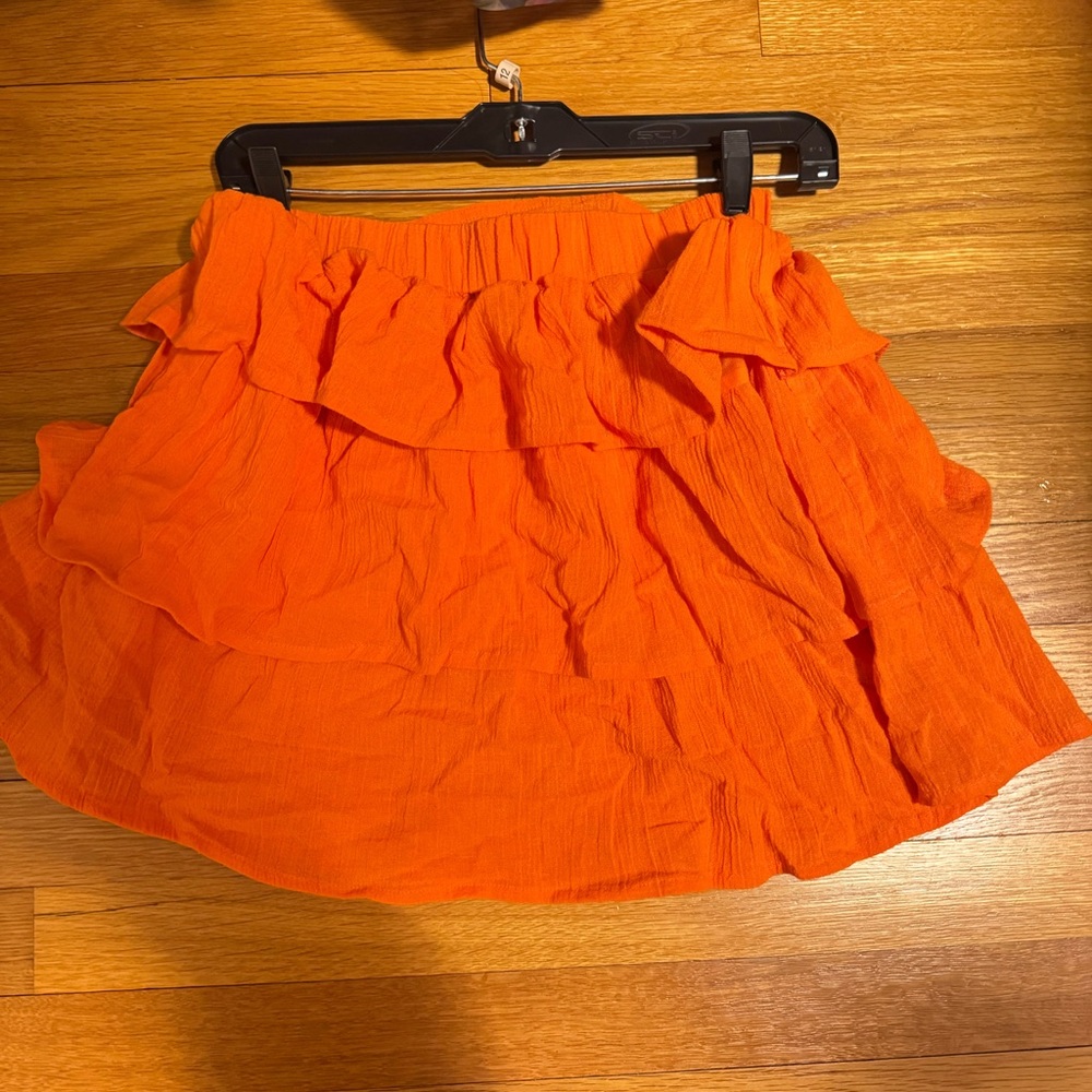 Orange Ruffle Women's Mini Skirt
